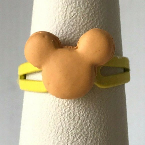 Disney Mickey Mouse Ears Ring Size 5 6 7 Macaroon Snacks Peach Yellow - Picture 2 of 8
